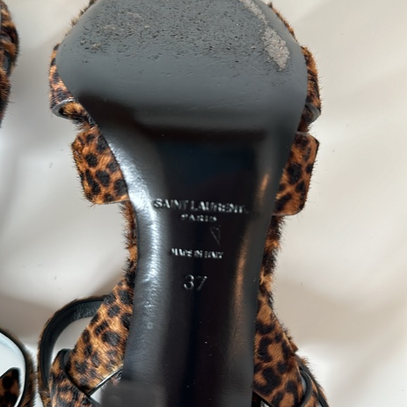 Saint Laurent Tribute Leopard Print Genuine Calf Hair Sandal - Picture 10 of 14